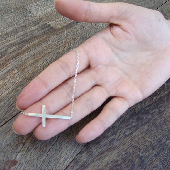 Horizontal Cross, Sterling Silver Petite Cross - Picture 2 of 4